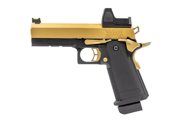 Raven Hi Capa 4.3 Gas Blowback Airsoft Pistol in Gold with BDS Sight