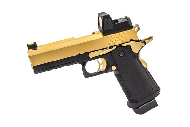 Raven Hi Capa 4.3 Gas Blowback Airsoft Pistol in Gold with BDS Sight