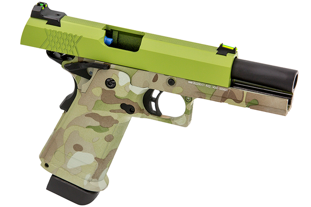 Raven HYDRO Hi Capa 4.3 Gas Blowback Airsoft Pistol in Camo with Green Slide