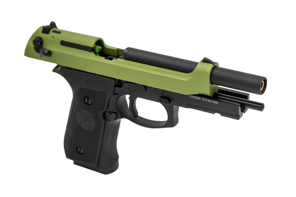 Raven R9 Replica M92 Gas Blowback Airsoft Pistol in Black & Green