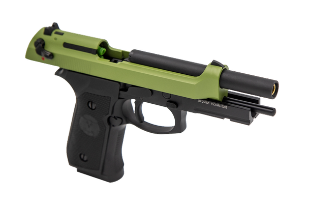 Raven R9 Replica M92 Gas Blowback Airsoft Pistol in Black & Green