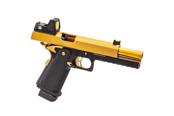 Raven Hi Capa 5.1 Gas Blowback Airsoft Pistol in Gold with BDS Sight