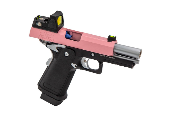 Raven Gas Blowback Hi-capa 3.8 Pro Airsoft Pistol in Pink with BDS Sight
