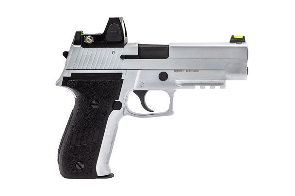 Raven R226 Gas Blowback Airsoft Pistol with Rail in Silver with BDS Sight