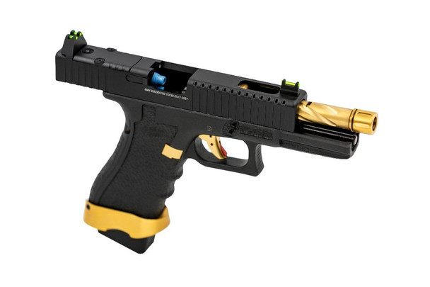 Vorsk EU17 Tactical Gas Blowback Airsoft Pistol in Black & Gold