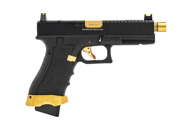 Vorsk EU17 Tactical Gas Blowback Airsoft Pistol in Black & Gold