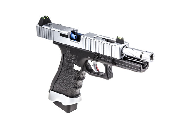 Vorsk EU18 Tactical Gas Blowback Airsoft Pistol in Chrome/Silver
