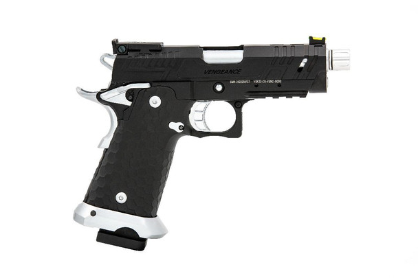 Vorsk CS Hi Capa Vengeance Compact Gas Blowback Airsoft Pistol in Silver & Black