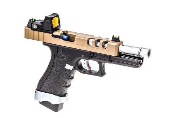 VORSK EU17 Tactical Gas Blowback Airsoft Pistol in Tan & Black with BDS Sight