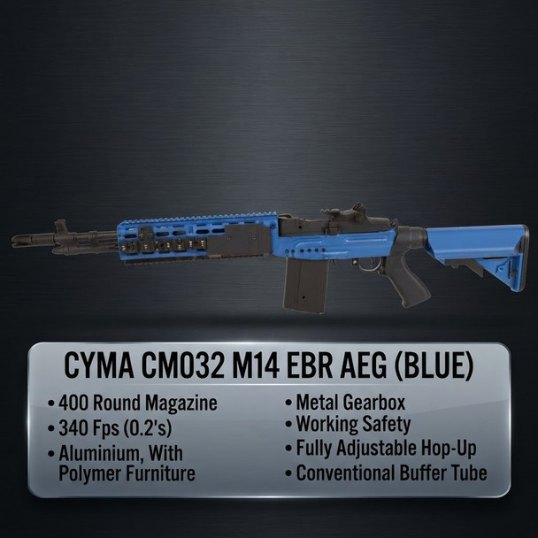 Cyma CM032 EBR M14 Tactical AEG Airsoft Rifle in Blue