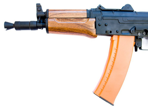 Cyma CM035 AKS-74U Airsoft Rifle with Side Foldable Stock in Wood/Black