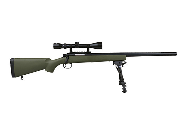 Snow Wolf VSR10 Airsoft Sniper Rifle with Scope & Bipod in Olive Green