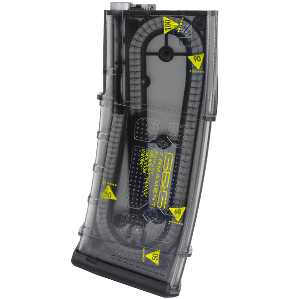 G&G Armament 105 Round Mid Cap Airsoft Rifle Magazine in Smoke Grey