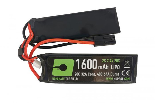 Nuprol 1600mAh 7.4V LiPo Nun-Chuck Airsoft Battery with Tamiya Connector