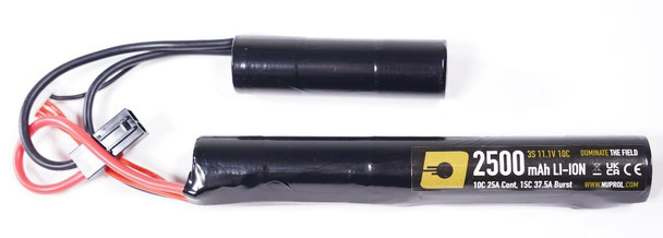 Nuprol 11.1V 2500mAh 10C Lithium-ion Nunchuck Airsoft Battery with Tamiya Connector