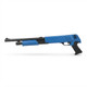 Right side profile of the Double Eagle M56B Pump Action Airsoft Shotgun Tri Shot in Blue against a white background.