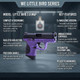 WE Little Bird 3.8 M&P GBB Airsoft Pistol in Purple (2x Mag Version), feature overview graphic