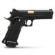 EMG / Salient Arms RED-H Hi-Capa Training Weapon - Gold barrel, right-side angled view