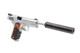 Vorsk VX-9 Agency Gas Blowback Airsoft Pistol with Silencer in Silver Vorsk VX-9 Agency Gas Blowback Airsoft Pistol with Silencer in Silver