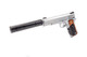 Vorsk VX-9 Agency Gas Blowback Airsoft Pistol with Silencer in Silver Vorsk VX-9 Agency Gas Blowback Airsoft Pistol with Silencer in Silver