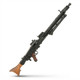 Angled full-length view of the AGM MG42 WW2 Support Machine Gun (Full Metal) highlighting the wooden stock and barrel.