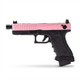 Side profile of a VORSK EU17 Tactical Gas Blowback Airsoft Pistol in Pink & Black isolated on a white background.