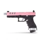 Side profile of the VORSK EU17 Tactical Gas Blowback Airsoft Pistol in Pink/Black isolated on white.