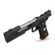 WE Tech Dragon 7.0 Type-B Government model Gas Blowback Airsoft Pistol in Black, angled front view