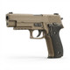 WE MK25 GBB Pistol F003 P226 (Tan), left-side profile with black textured grip on a white background