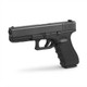 Nuprol Raven EU17 Semi Auto Gas Blowback Airsoft Pistol in Black, front-left view on white