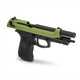 Raven R9 Replica M92 Gas Blowback Airsoft Pistol in Black & Green shown with the slide locked in an open position.