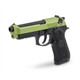 Raven R9 Replica M92 Gas Blowback Airsoft Pistol in Black & Green shown from a front three-quarter angle.