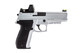 Raven R226 Gas Blowback Airsoft Pistol with Rail in Silver with BDS Sight