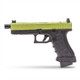 Studio side profile view of the Vorsk EU17 Tactical Gas Blowback Airsoft Pistol with Green Top Slide.