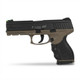 Right profile view of the ASG Sport 106 Spring pistol in Dark Earth featuring a black slide and fiber optic front sight.
