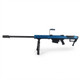 Side view of the Snow Wolf SW-13 Metal M107A1 AEG Airsoft Sniper Rifle in Blue standing on its bipod on white background.
