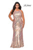 La Femme Curve 28877 Sequin Stripe Plus Size Dress