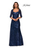 La Femme 28065 Sequin Mermaid Sleeve Mother of the Bride Dress