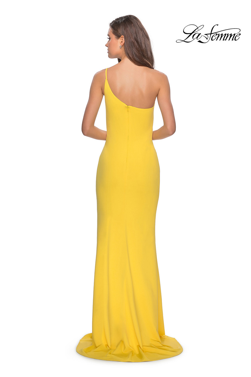 la femme one shoulder jersey gown
