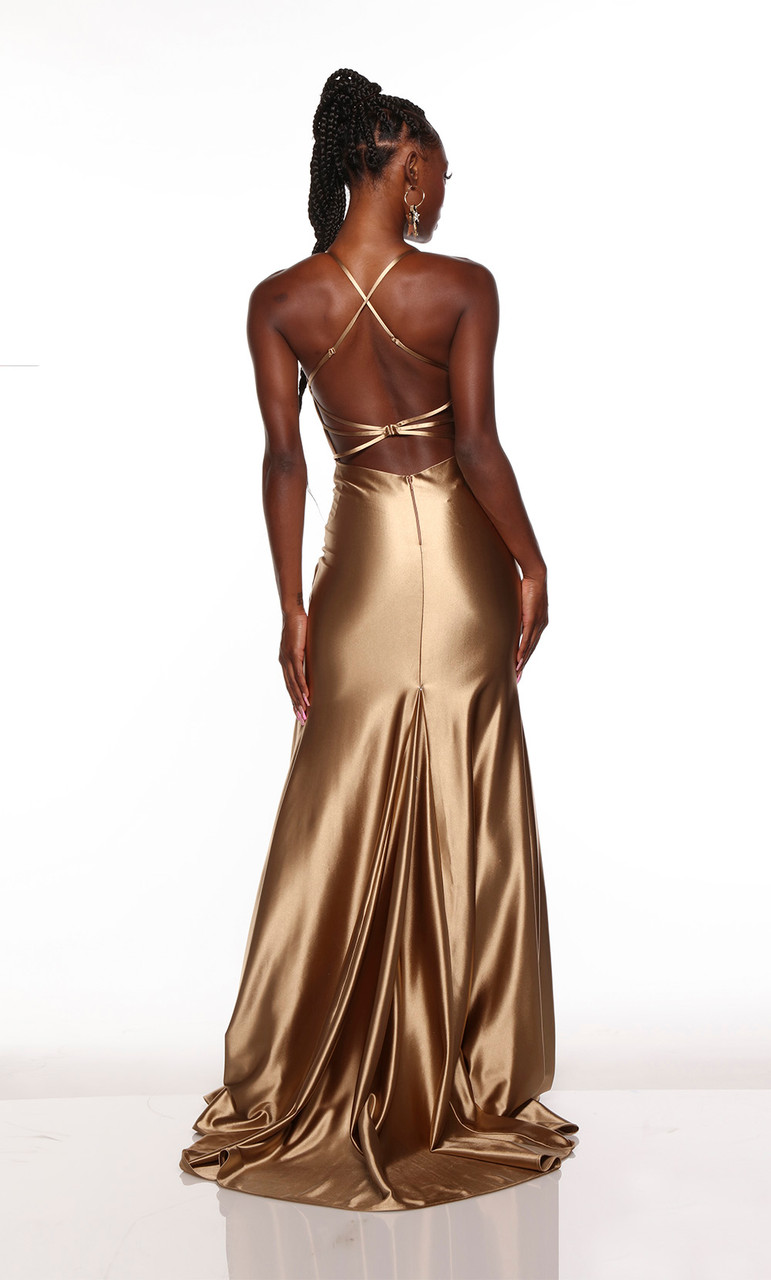 Envy Satin Gown - Gold - Shik Boutique