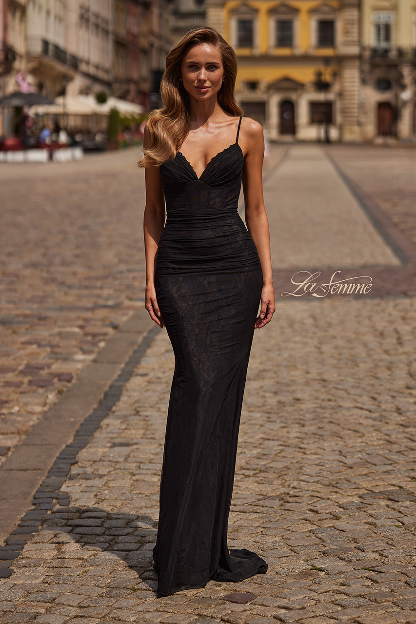 la femme black lace dress La Femme 32943 Dress