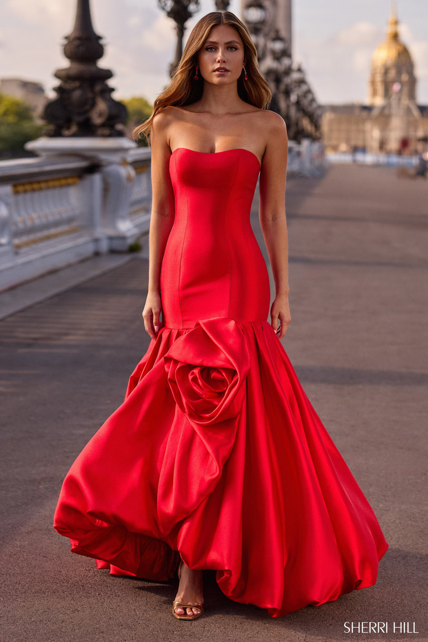 sherri hill red dress mermaid V Neckline Mermaid Dress 57720