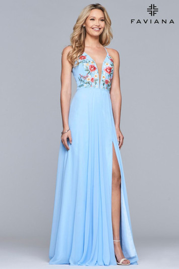 Faviana 10000 Floral Embroidered Simple Prom Dress