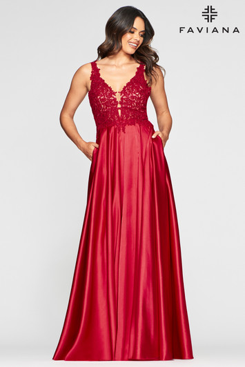 Faviana 10407 Flowy Satin Dress