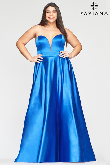 Faviana 9497 Strapless Satin Ballgown Plus Size Dress