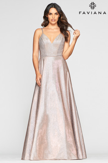 Faviana S10424 Metallic Ballgown Dress