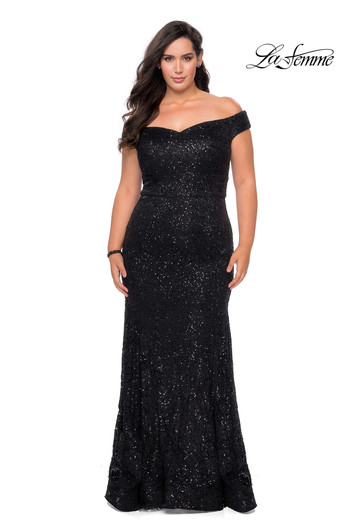La Femme Curve 28883 Lace Plus Size Dress