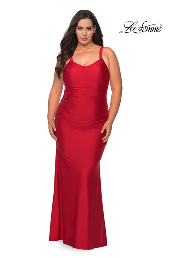 La Femme Curve 29005 Fitted Jersey Plus Size Dress