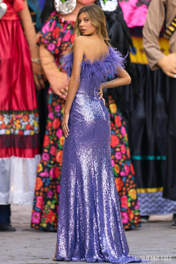Sherri Hill 55094 Sequin Feather Prom Dress