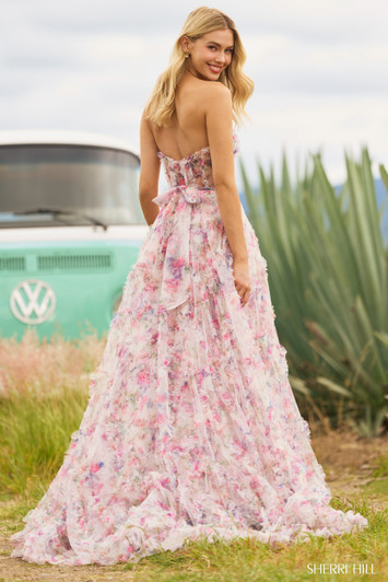 Sherri Hill 55623 Strapless Floral Print Ballgown